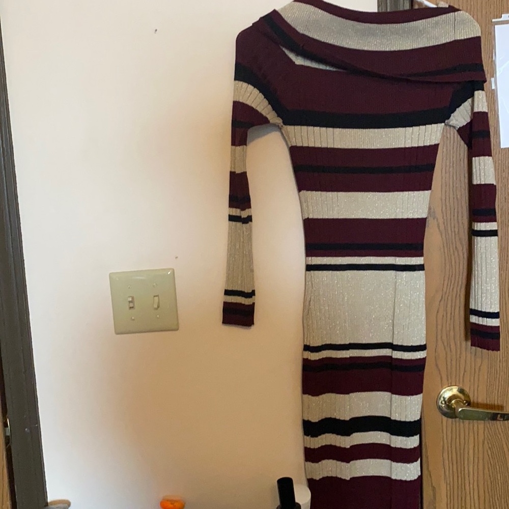 Red and silver fall dress